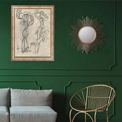 «Two Figures» в интерьере классической гостиной с зеленой стеной над диваном