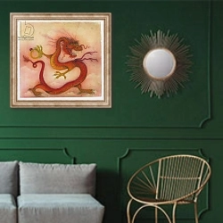 «Ruby Ring» в интерьере классической гостиной с зеленой стеной над диваном