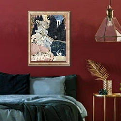 «Elegante et Pierrot, 1918» в интерьере спальни с акцентной стеной