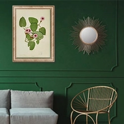 «Argyreia 2» в интерьере классической гостиной с зеленой стеной над диваном