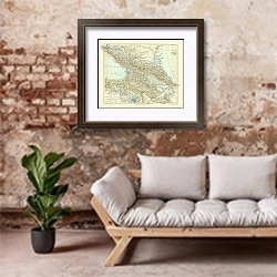 «Карта Кавказа 1» в интерьере гостиной в стиле лофт над диваном