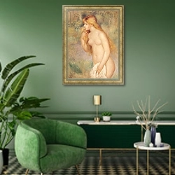 «Standing Bather, 1896» в интерьере гостиной в зеленых тонах