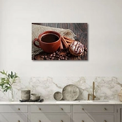 «Кофе с корицей и шоколадное печенье » в интерьере кухни в серых тонах