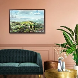 «Rolling Hills, Pistoia, Tuscany» в интерьере классической гостиной над диваном