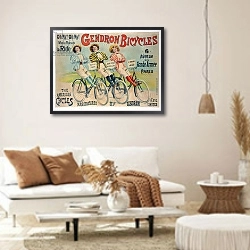 «Poster advertising Gendron bicycles, published by Chambrelent, Paris» в интерьере светлой гостиной в стиле ретро