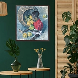 «Fito, Twin Son of Abel, Haiti, 1961» в интерьере в этническом стиле с зеленой стеной