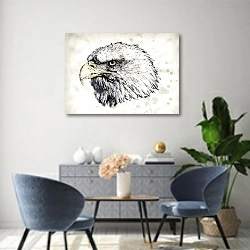 «Белоголовый орлан, портрет» в интерьере современной гостиной над комодом