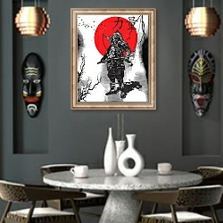 «Японский самурай» в интерьере в этническом стиле над столом