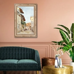 «Vanishing Taormina» в интерьере классической гостиной над диваном