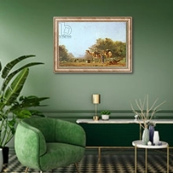 «Arabians» в интерьере гостиной в зеленых тонах