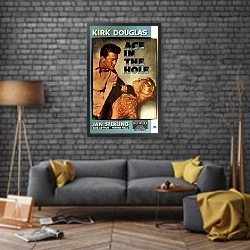 «Film Noir Poster - Ace In The Hole» в интерьере в стиле лофт над диваном
