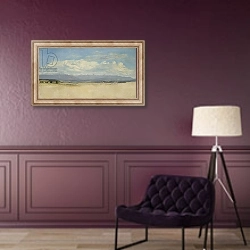 «Sunny Mountainous Panorama, 1829» в интерьере в классическом стиле в фиолетовых тонах