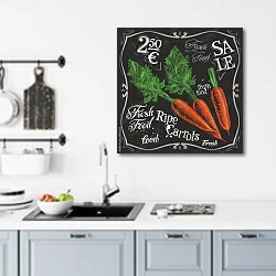 «Грифельная доска с морковью» в интерьере кухни над мойкой