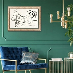 «Reclining Woman» в интерьере в классическом стиле с зеленой стеной