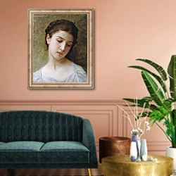 «Etude   tete de jeune fille» в интерьере классической гостиной над диваном
