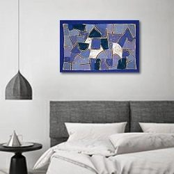 «Blue night» в интерьере спальне в стиле минимализм над кроватью