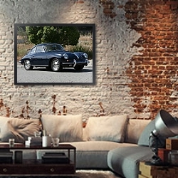 «Porsche 356C 1600 Coupe '1963–65» в интерьере гостиной в стиле лофт с кирпичной стеной