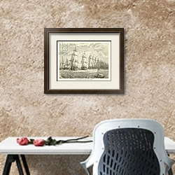 «Sailing Vessels of the Baltic Fleet» в интерьере кабинета с песочной стеной над столом