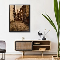 «Испания. Фуэнтеррабиа, вид улицы» в интерьере комнаты в стиле ретро над тумбой