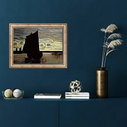 «Barque on the River Hamme» в интерьере в классическом стиле в синих тонах