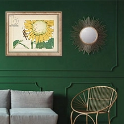 «, c. 1877 1» в интерьере классической гостиной с зеленой стеной над диваном
