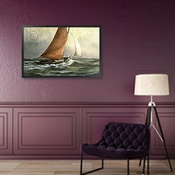 «Bawley in the Estuary» в интерьере в классическом стиле в фиолетовых тонах