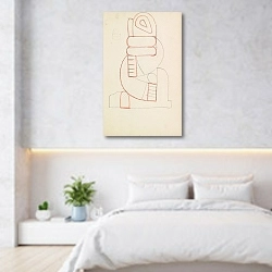 «Abstract Figure Study» в интерьере светлой минималистичной спальне над кроватью