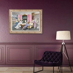 «Mandarin being entertained by musicians c.1860» в интерьере в классическом стиле в фиолетовых тонах