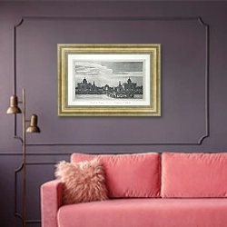 «Вид хозяйственных корпусов в Потсдаме 13 июля 1829 года» в интерьере гостиной с розовым диваном