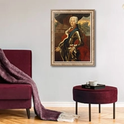 «Augustus Louis, Prince of Anhalt-Kothen» в интерьере гостиной в бордовых тонах