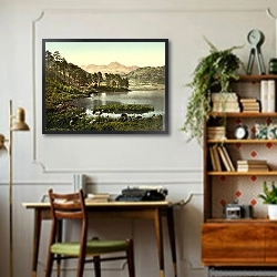 «Великобритания. Озеро Blea Tarn» в интерьере кабинета в стиле ретро над столом