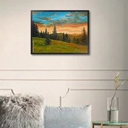 «Закат в горах» в интерьере в классическом стиле в светлых тонах