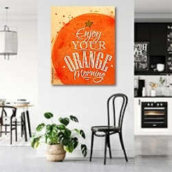 «Оранжевое утро» в интерьере современной светлой кухни