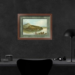 «Pass of Balmaha - Loch Lomond» в интерьере кабинета в черных цветах над столом