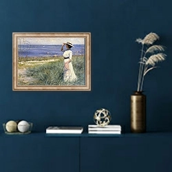 «Looking out to Sea, 1910» в интерьере в классическом стиле в синих тонах