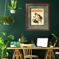«Cover of “” L'Plate au beurre””, number 51, Satirique en Couleurs, 1902_3_22: Medical, Nudite - Medicine - Illustration by Abel Faivre» в интерьере кабинета с зелеными стенами