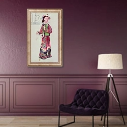 «Japanese empress in imperial costume» в интерьере в классическом стиле в фиолетовых тонах