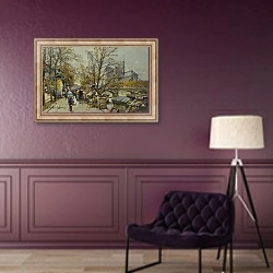 «The Rive Gauche, Paris, with Notre Dame Beyond» в интерьере в классическом стиле в фиолетовых тонах