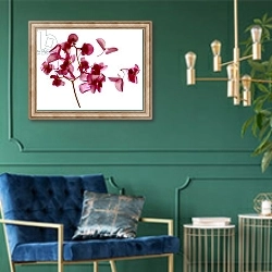 «Pink Begonia I» в интерьере в классическом стиле с зеленой стеной