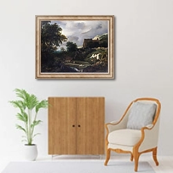 «Белеющая земля в овраге у дома» в интерьере в классическом стиле над комодом