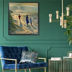 «Beach Walk, 1994» в интерьере в классическом стиле с зеленой стеной