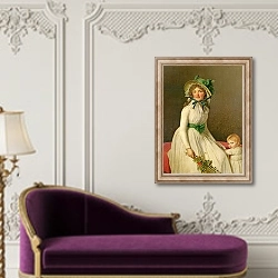 «Madame Pierre Seriziat with her Son, Emile 1795» в интерьере в классическом стиле над банкеткой