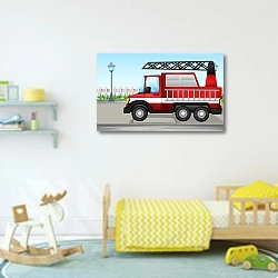 «Машина пожарных» в интерьере детской комнаты для мальчика с игрушками