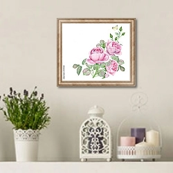 «Акварельный букет розовых роз» в интерьере в стиле прованс с лавандой и свечами