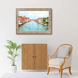«Вид главного водного канала в Венеции» в интерьере в классическом стиле над комодом
