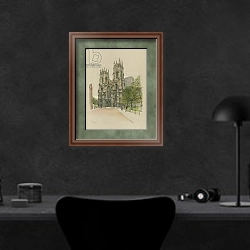 «York Minster» в интерьере кабинета в черных цветах над столом