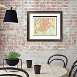 «Карта Неаполя 1» в интерьере кухни в стиле лофт с кирпичной стеной