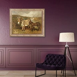 «Donkeys out on the Moor, c.1890» в интерьере в классическом стиле в фиолетовых тонах