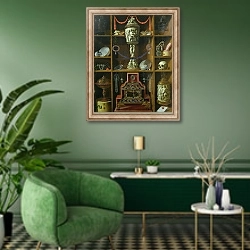 «Treasure Chest, 1666» в интерьере гостиной в зеленых тонах