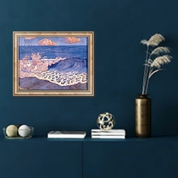 «Blue seascape, Wave Effect, c.1893» в интерьере в классическом стиле в синих тонах